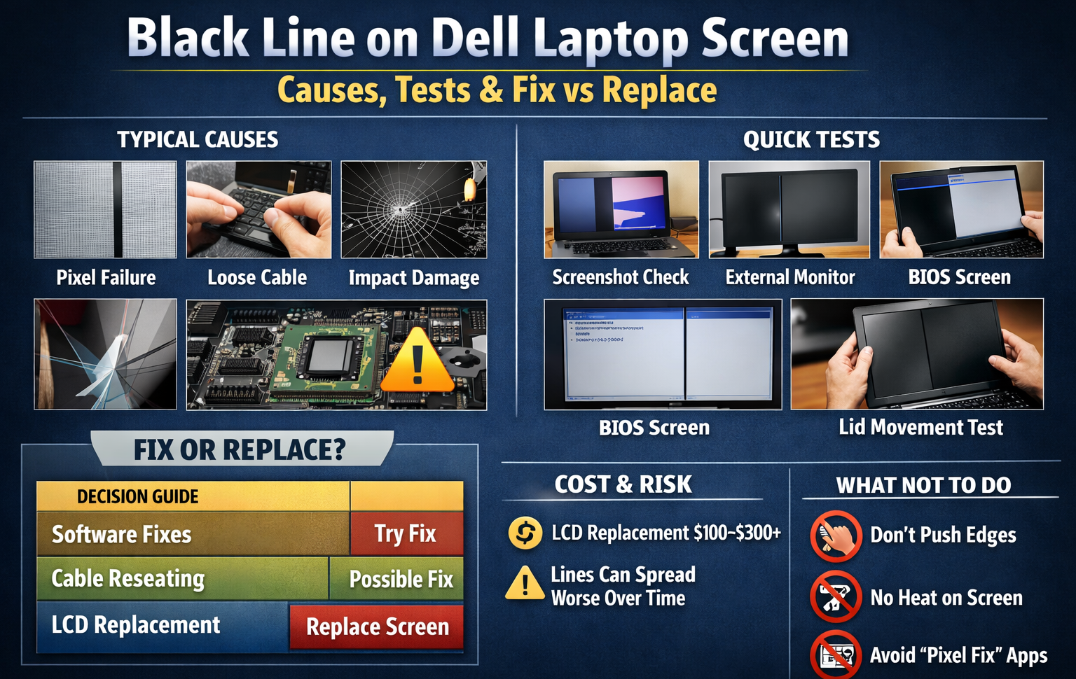Black Line on Dell Laptop Screen: Causes, Quick Tests, and Fix vs Replace Guide