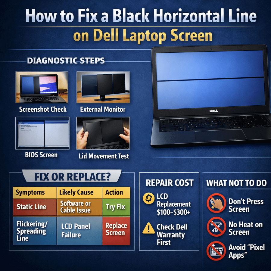 How to Fix a Black Vertical Line on a Dell Laptop Screen