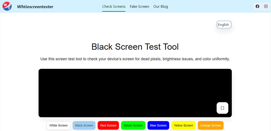 Perform screen bleed test using whtiescreentester example image