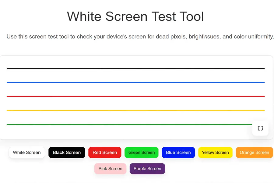 check horizantal lines using screen test tool